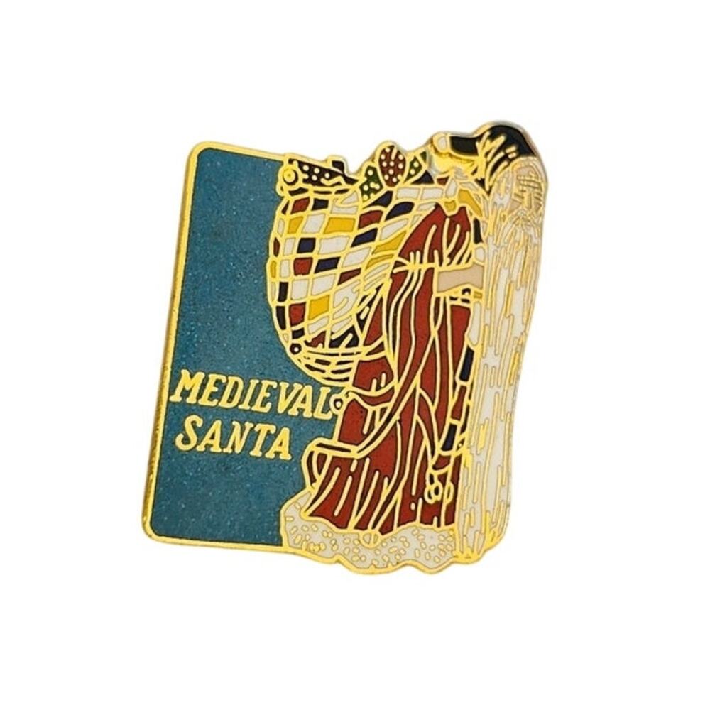 Vintage 1983 Medieval Santa Pin Christmas Saint Nick